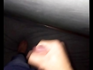 Teen boy  masturbating in jeans cum on wall